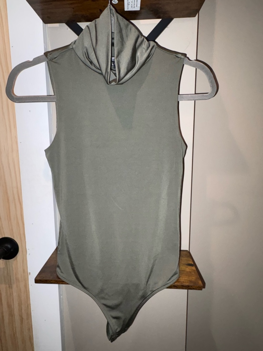 Express Sleeveless Turtleneck One-Piece Bodysuit - Olive